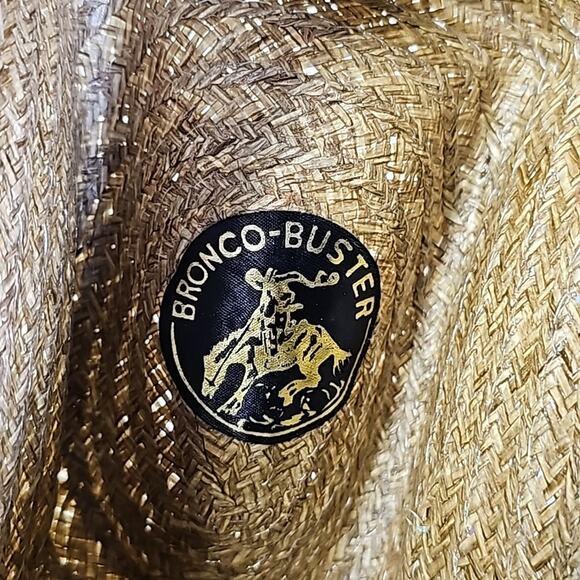 Bronco Buster Feather Cowboy Western Straw Hat - Picture 7 of 7